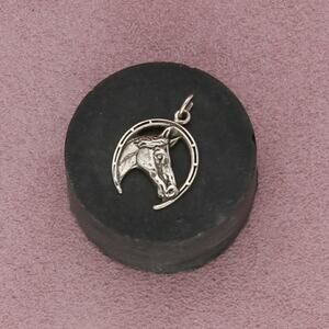 sterling silver vintage lucky horseshoe horse charm pendant